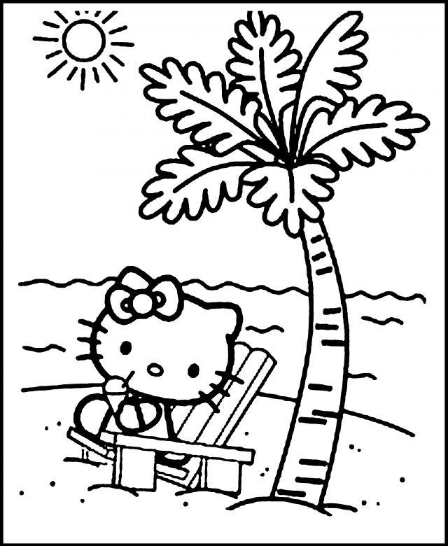 Sunny Day Coloring Pages Hello Kitty On The Beach Coloring ...