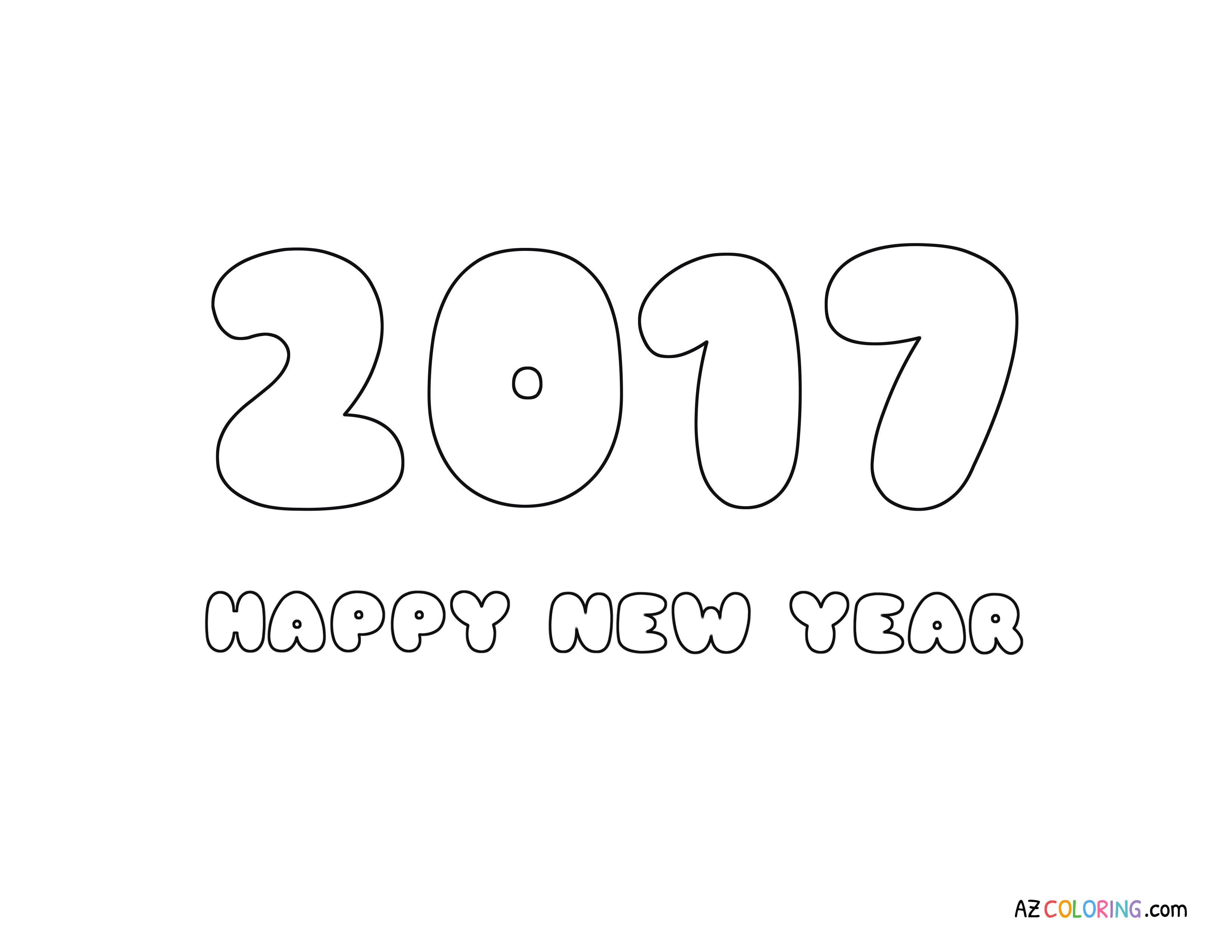 Happy New Year 2017 Coloring Page