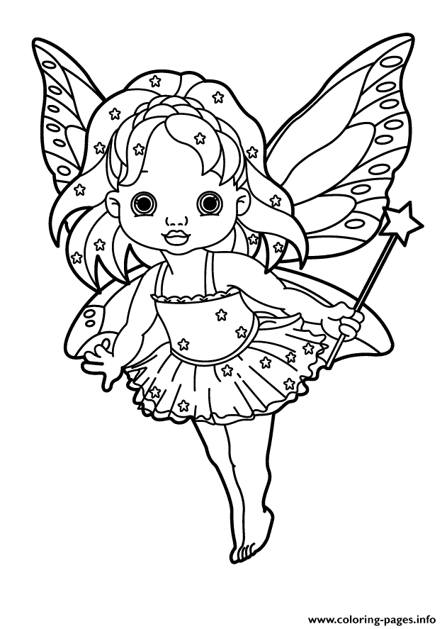 Tooth Fairy Girl Holding Star Wand Coloring Pages Printable