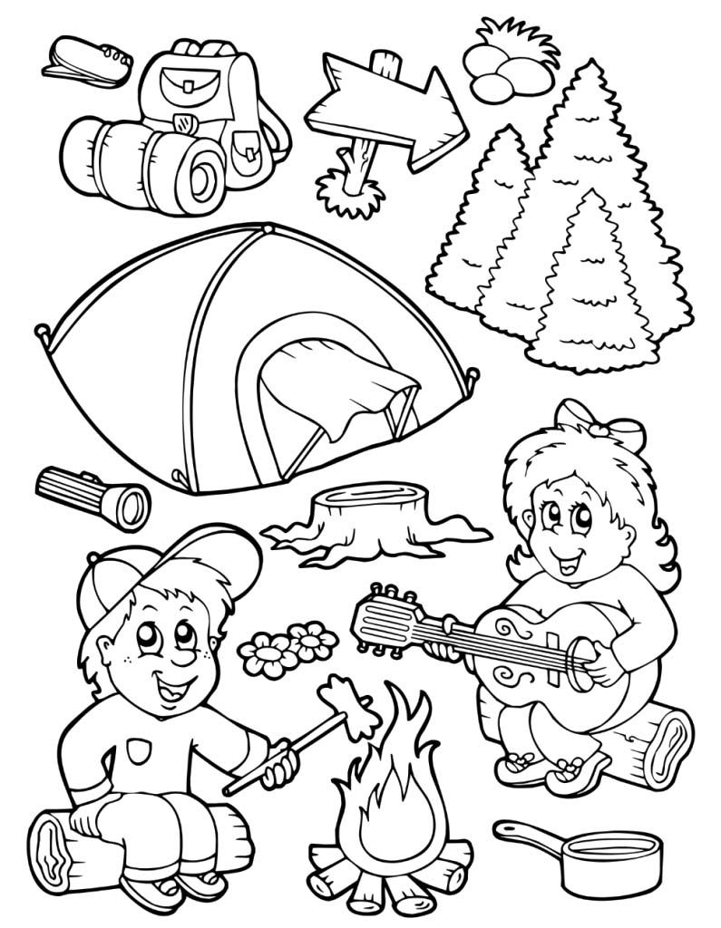 Camping Equipment Coloring Pages For Kids #bKo : Printable Camping ...