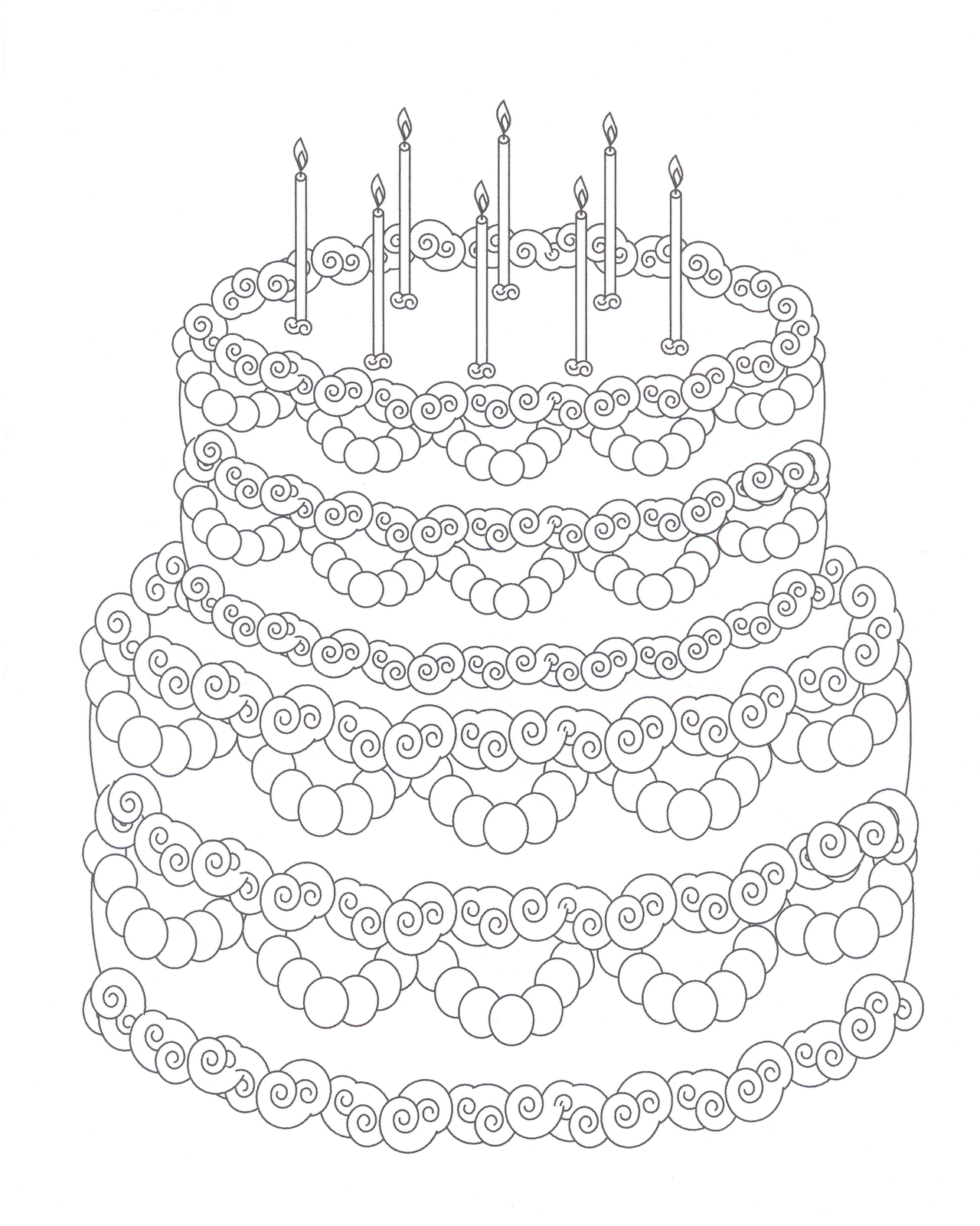 birthday cake coloring page foods holiday. happy birthday happy ...