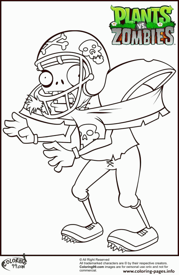 Print football player plants vs zombies Coloring pages