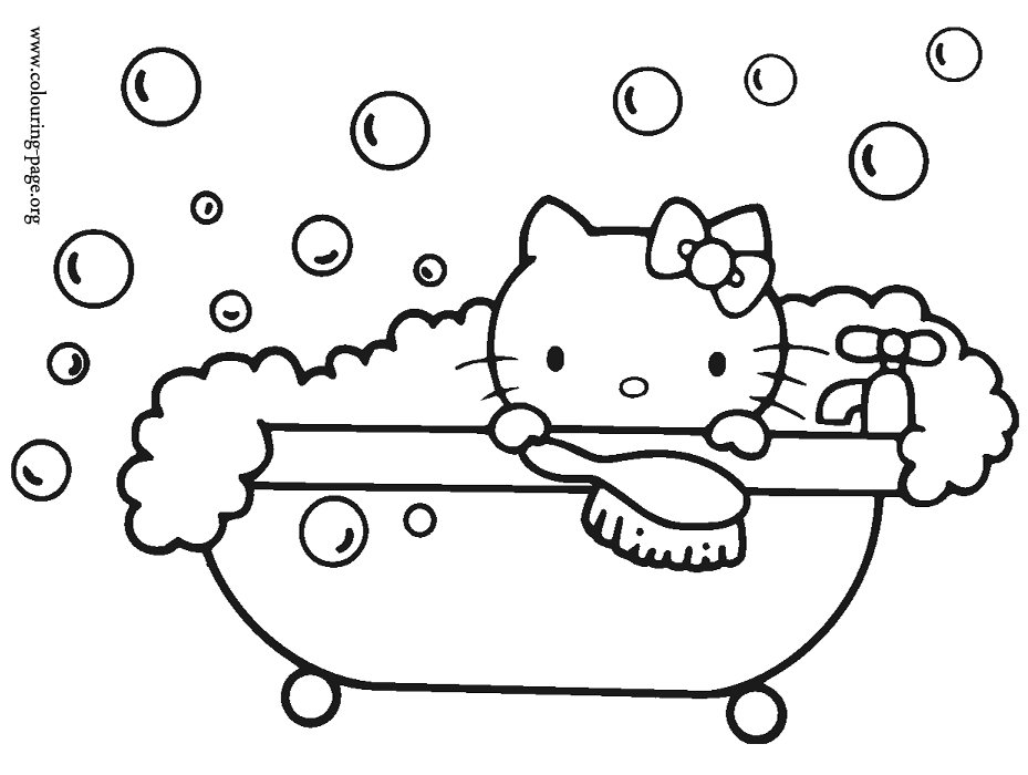 Hello Kitty - Hello Kitty in the bathtub coloring page