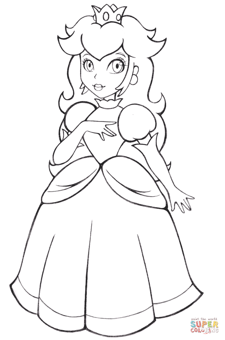 Beautiful Princess Peach coloring page | Free Printable Coloring Pages
