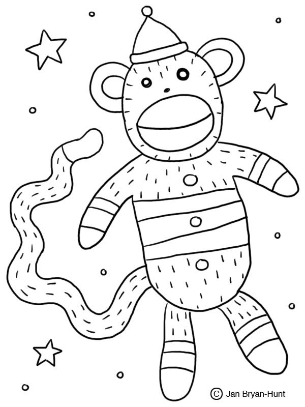 Free Printable Sock Monkey Coloring Pages | Cooloring.com