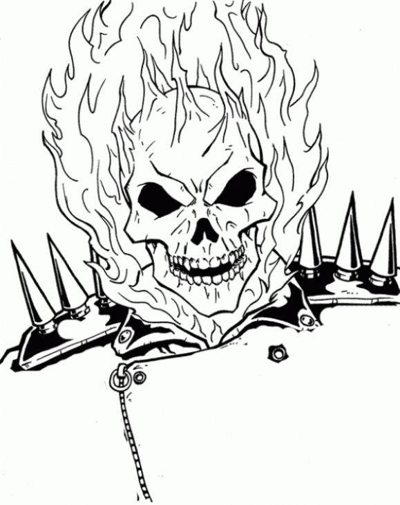 The Burning Face Of Ghost Rider Coloring Page | Superheroes ...
