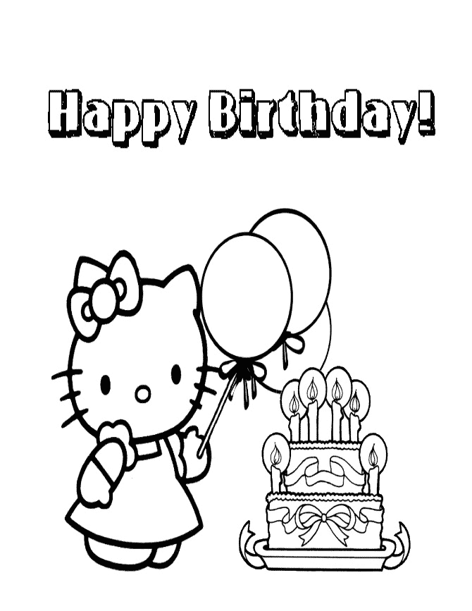 Hello Kitty Coloring Page Happy Birthday - Coloring Home