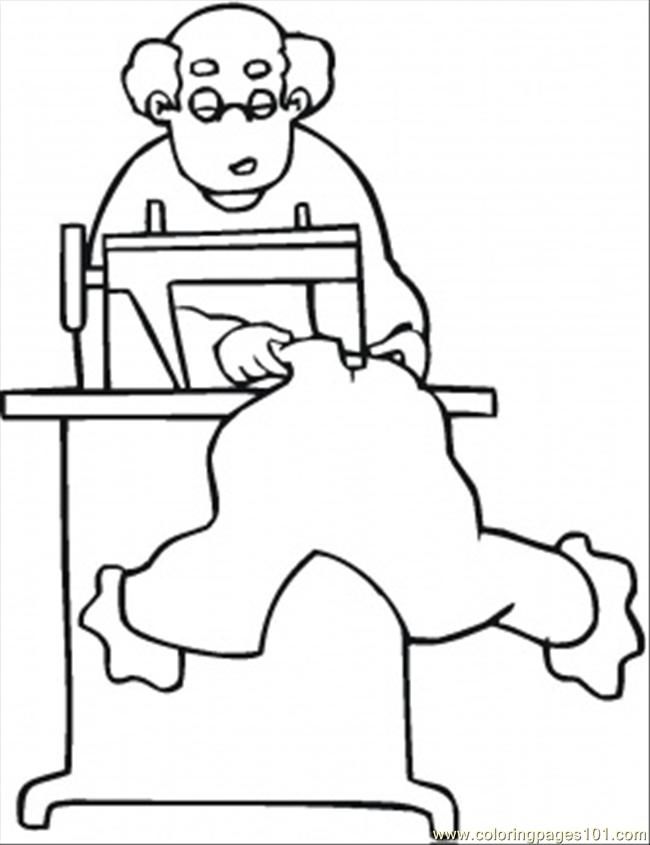 Old Man Sews Pants Coloring Page - Free Home Appliances Coloring ...