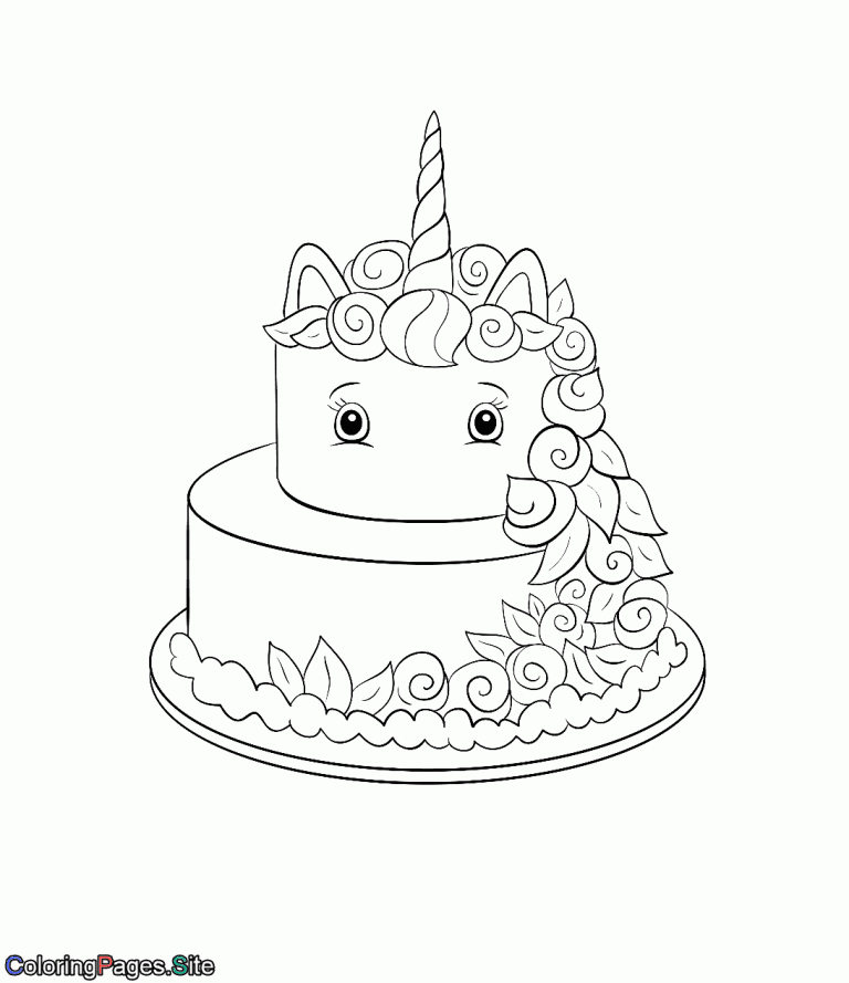 unicorn cake coloring page | Unicorn coloring pages, Cupcake coloring pages,  Online coloring for kids