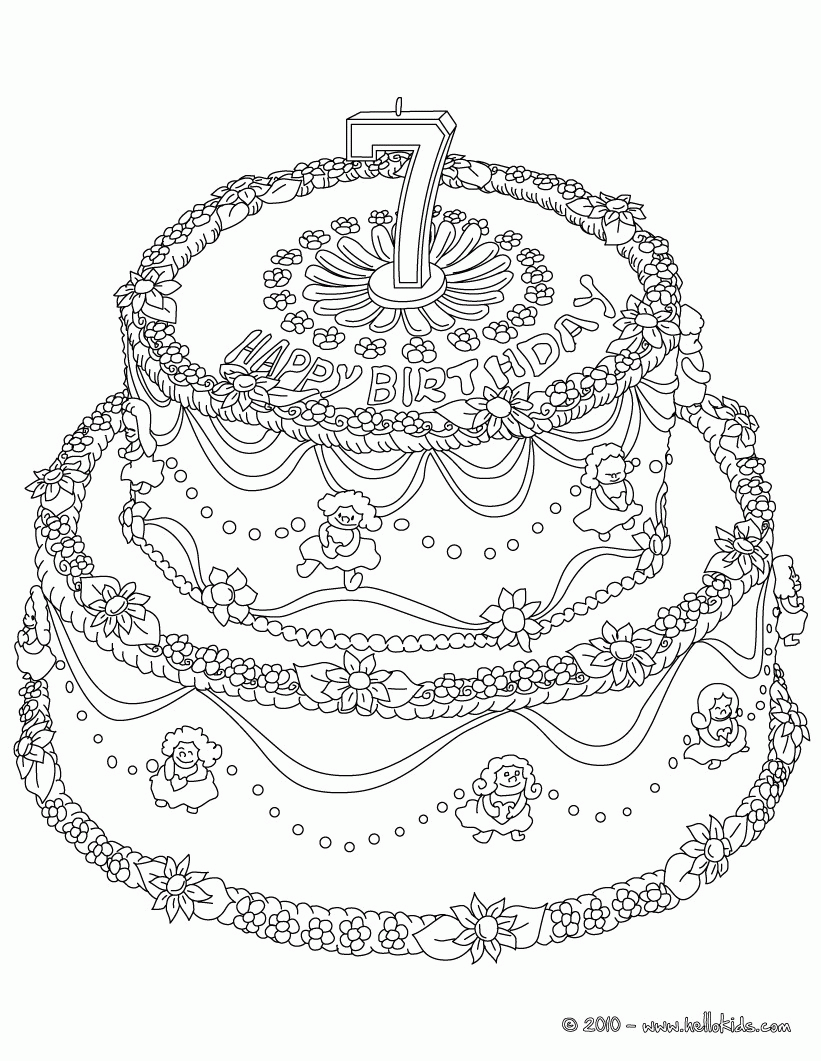 Birthday cake coloring pages - Birthday cake
