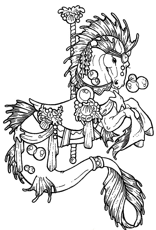 Carousel Horse Hippocampus Coloring Pages: Carousel Horse ...