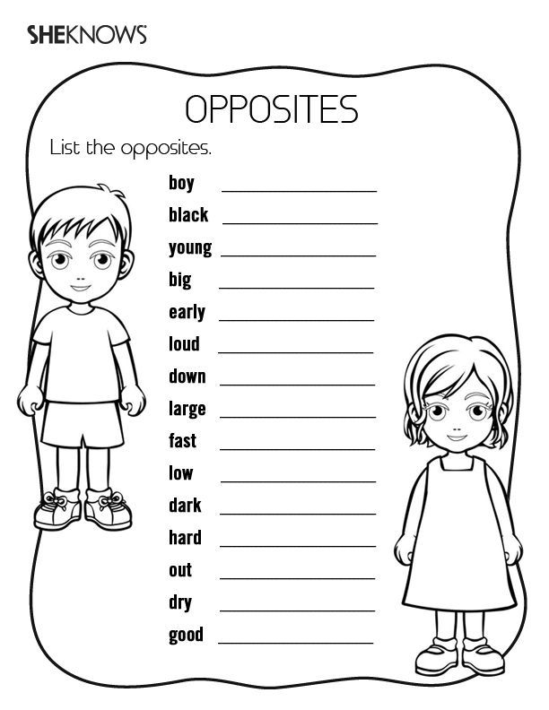 Opposites Coloring Pages Free - Coloring Page