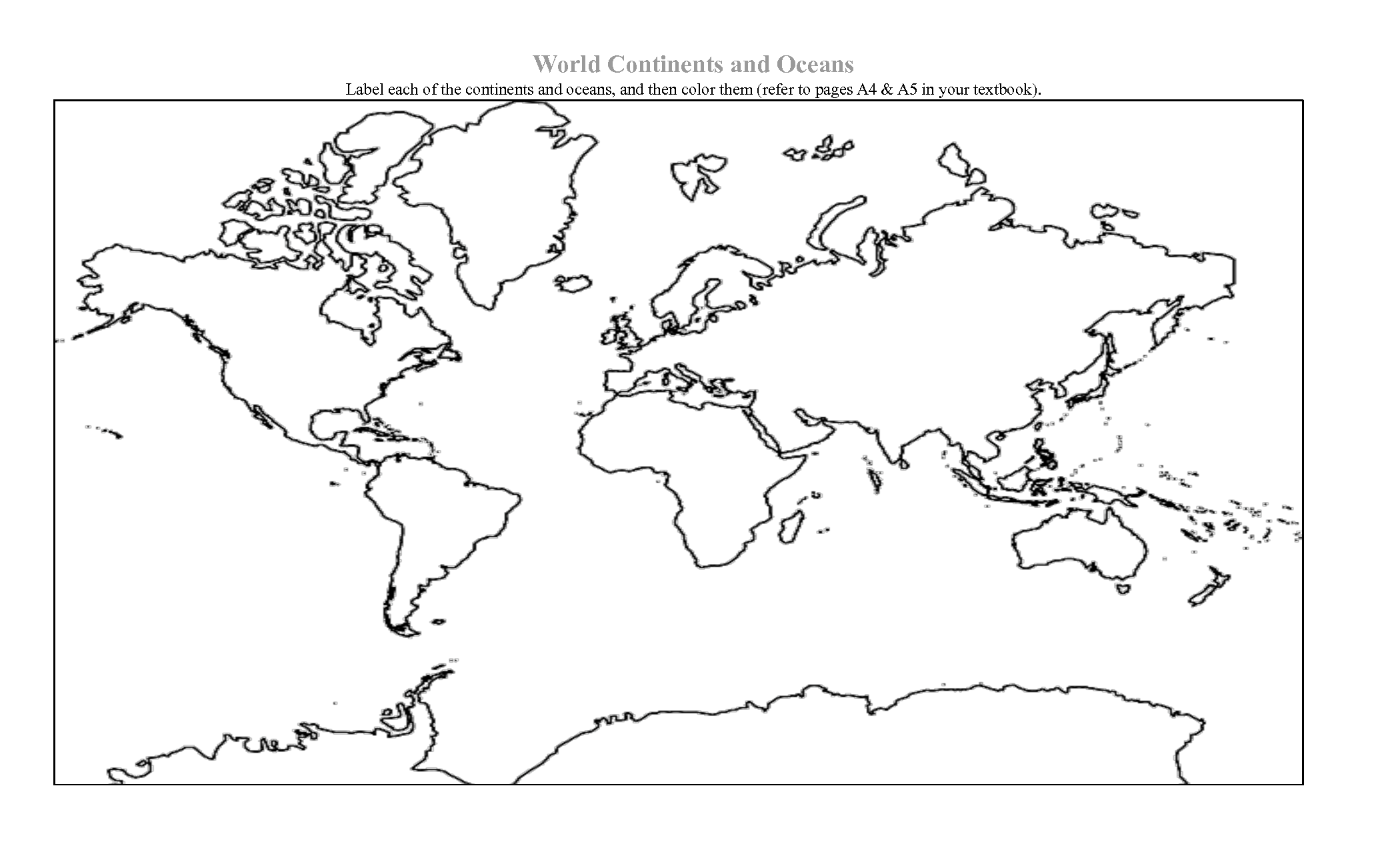 Coloring Page Of World Map Coloring Home