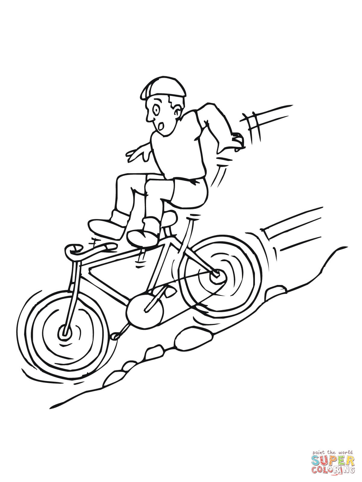 Downhill on Mountain Bike coloring page | Free Printable Coloring ...
