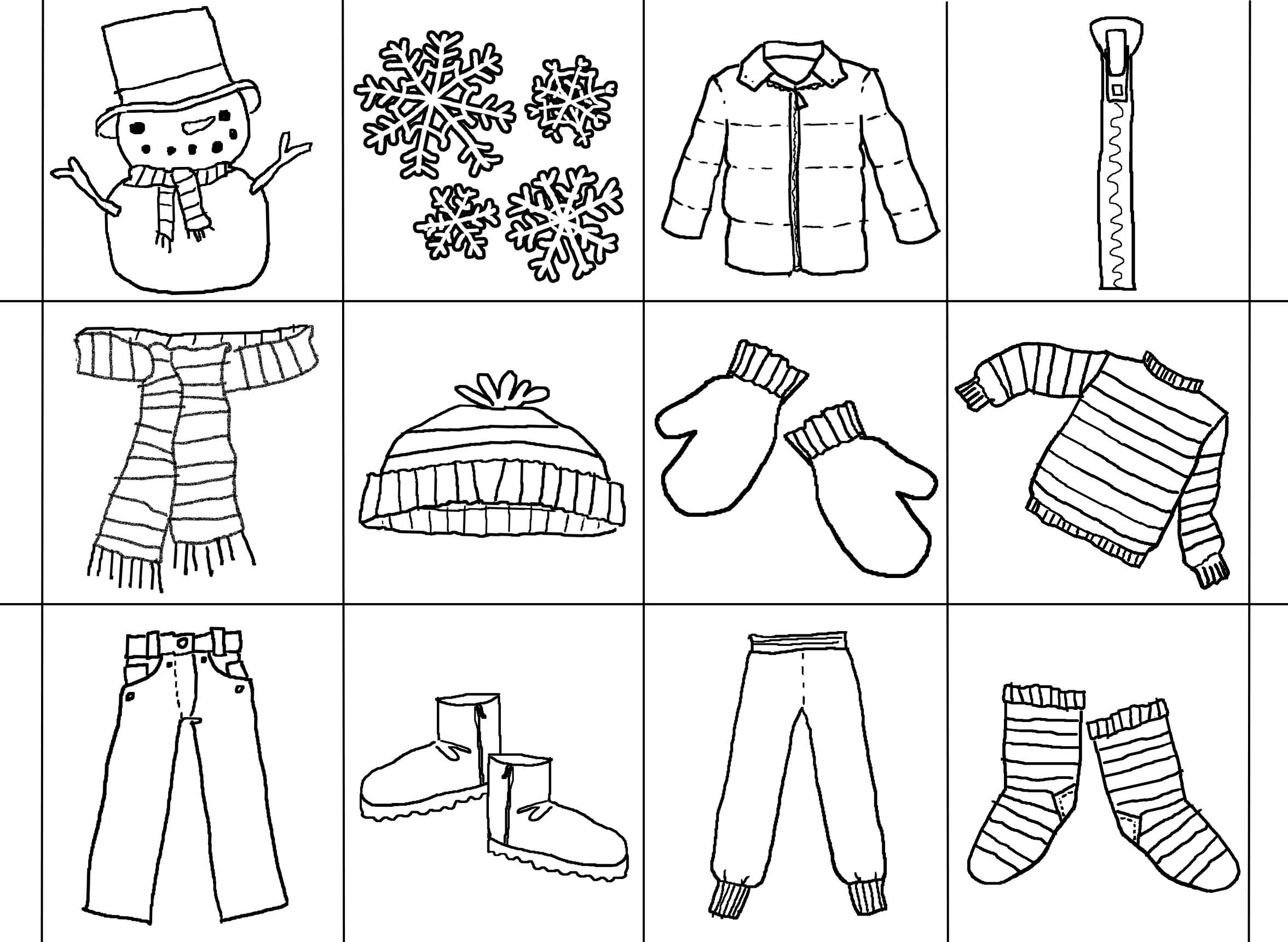 Snow Clothes Coloring Page Coloring Home