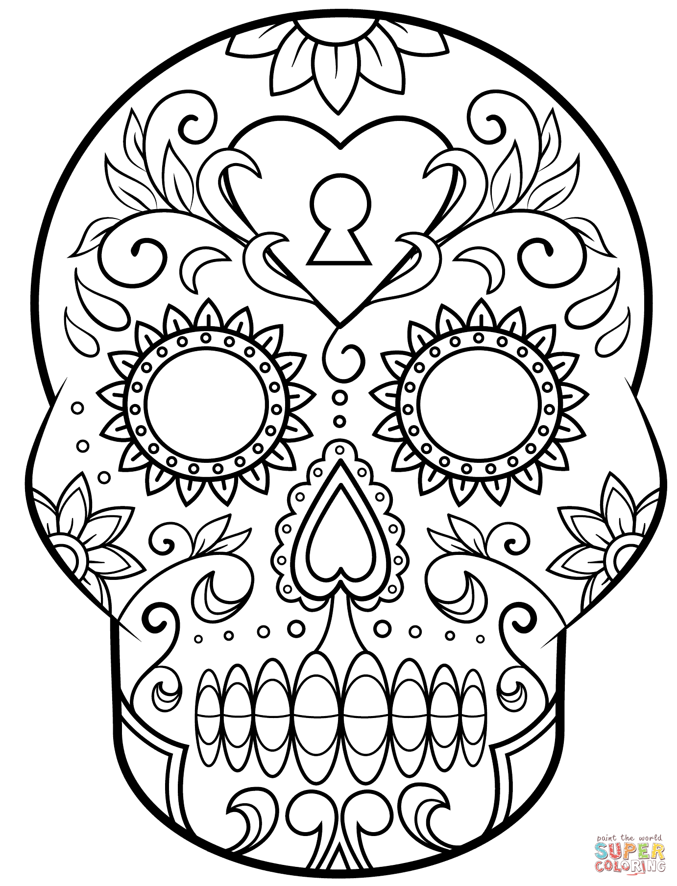 day of the dead girl skull coloring pages. aztec decorated death ...