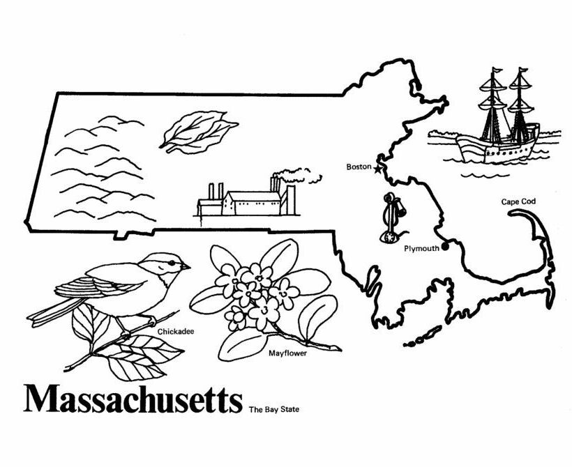 Massachusetts State Quarter Coloring Page | USA Coloring Pages ...