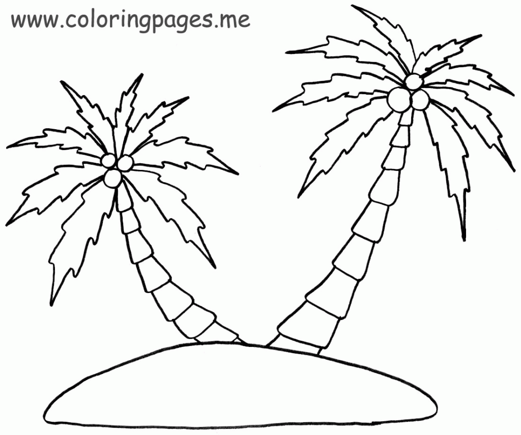 205 Simple Coconut Tree Coloring Page with Printable