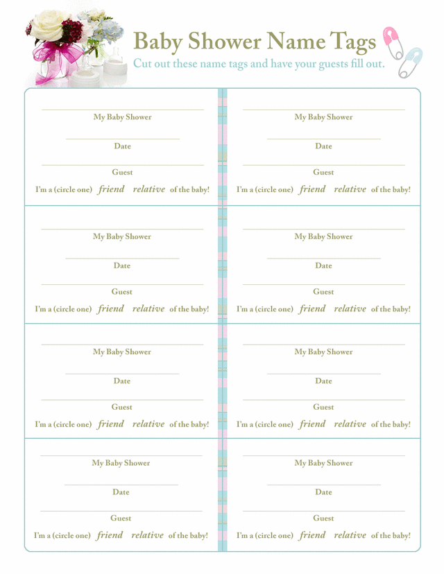 Printable baby shower nametags - Free Printable Coloring Pages
