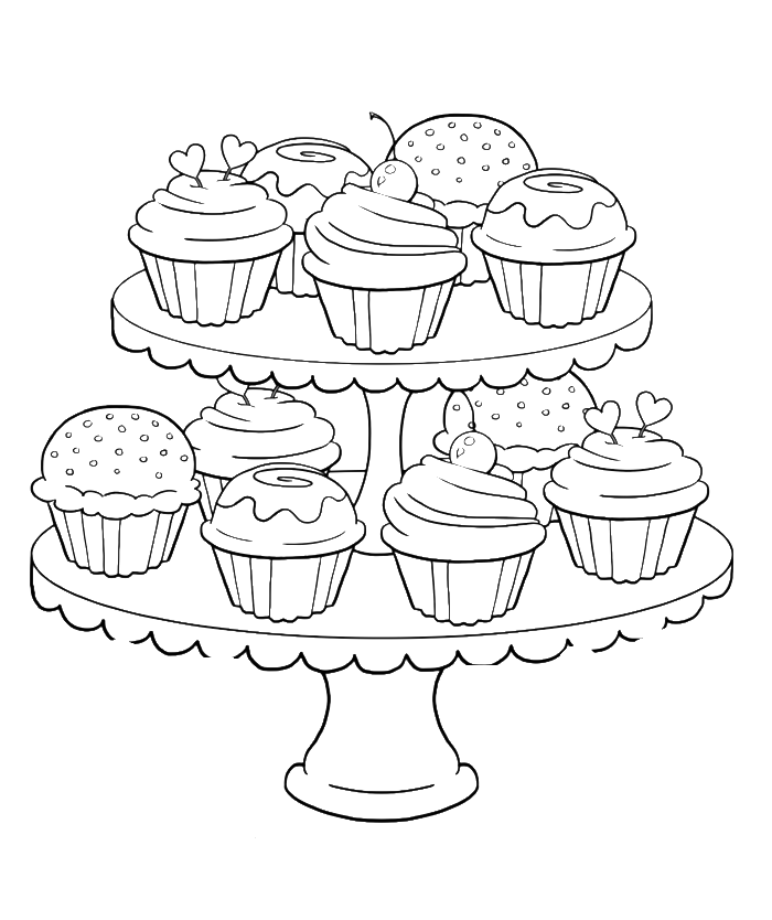 Cupcake - Coloring Pages for Kids and for Adults