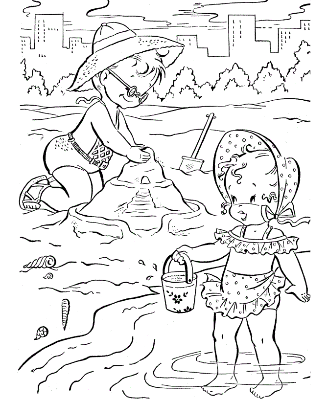 Beach Scene - Coloring Pages for Kids and for Adults