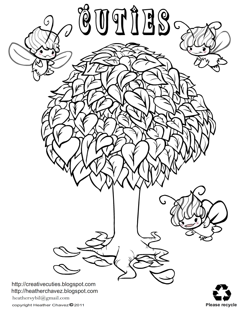 Heather Chavez: fairy tree coloring page