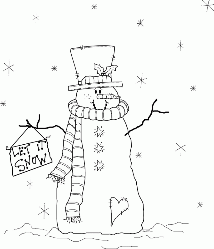 Snowman Coloring Pages Let It Snow | Winter Coloring pages of ...