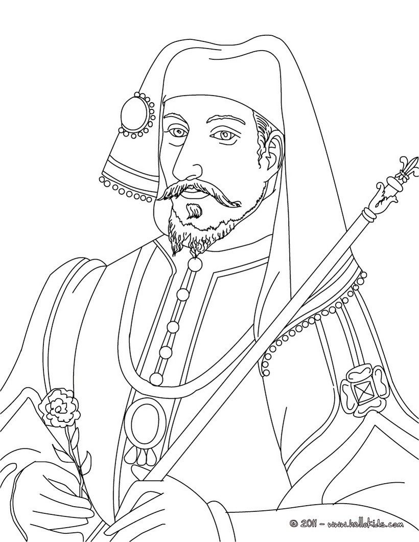 FRENCH KINGS AND QUEENS coloring pages - HENRY IV King of France