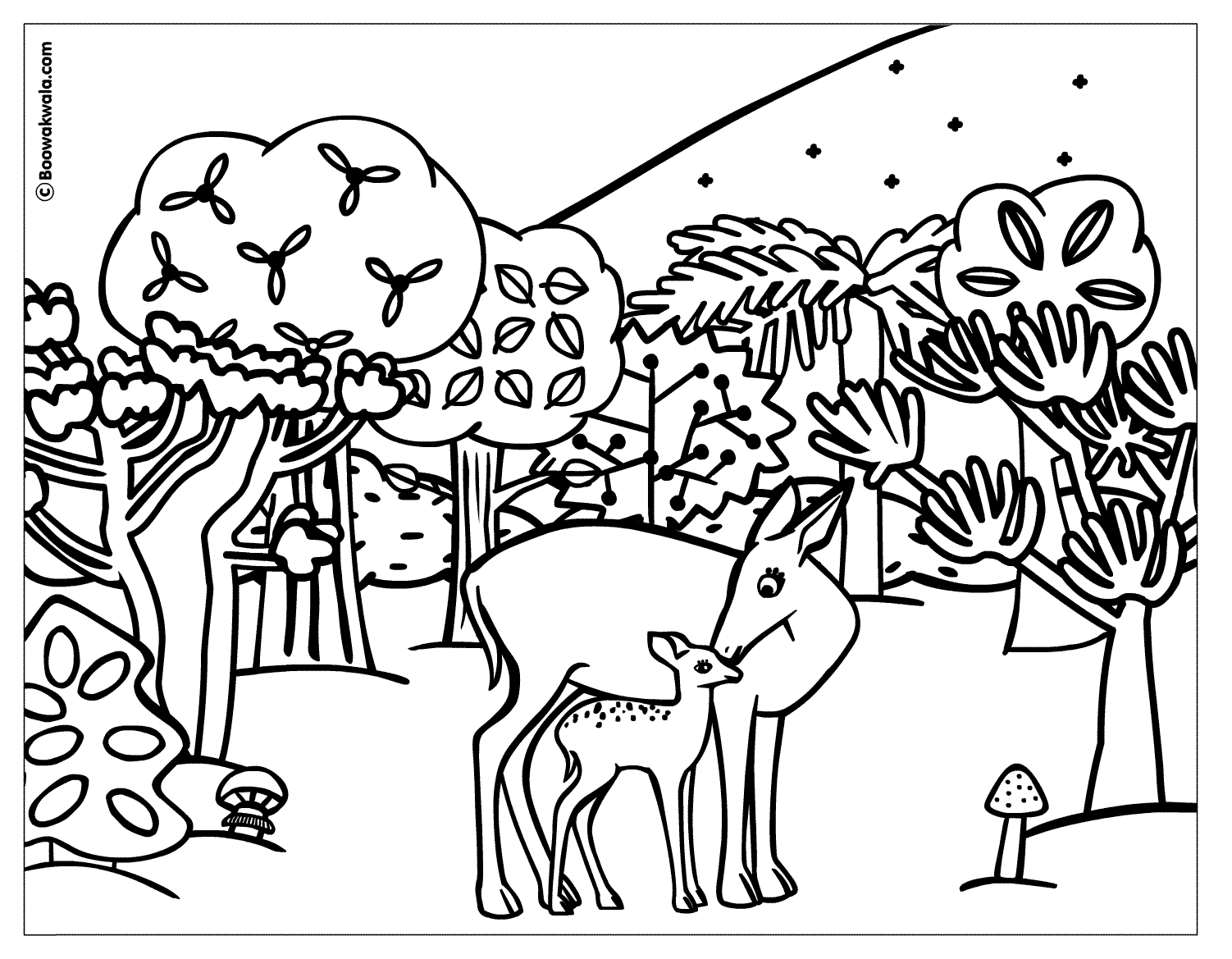 Animal Forest Coloring Pages for Kindergarten