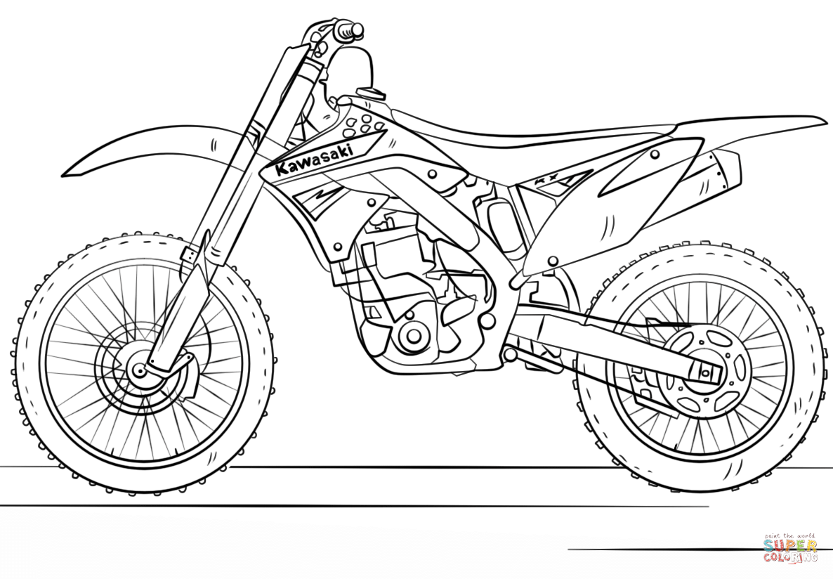 Kawasaki Motocross Bike coloring page | Free Printable Coloring Pages