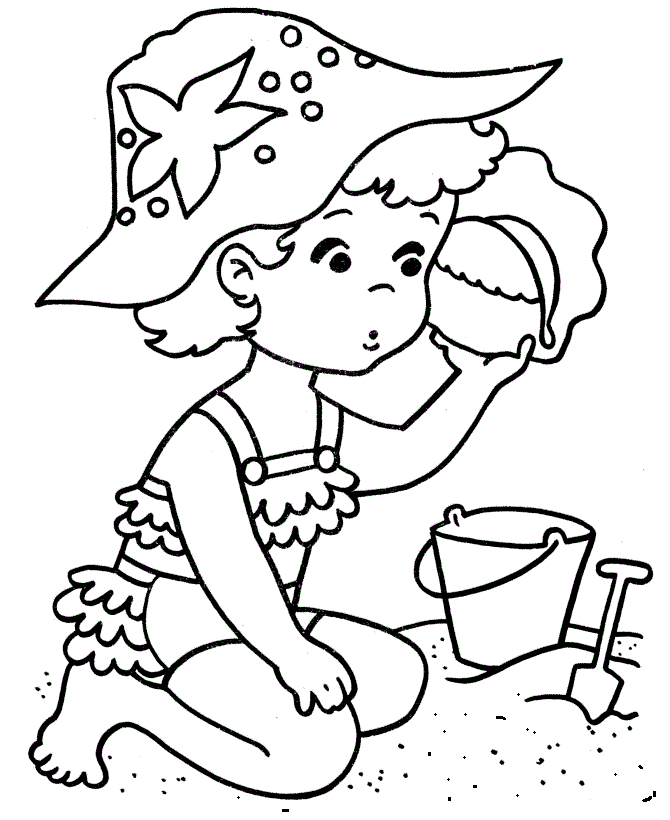 Swimming : A Girl Ready For Summer Coloring Page, Swimming.
