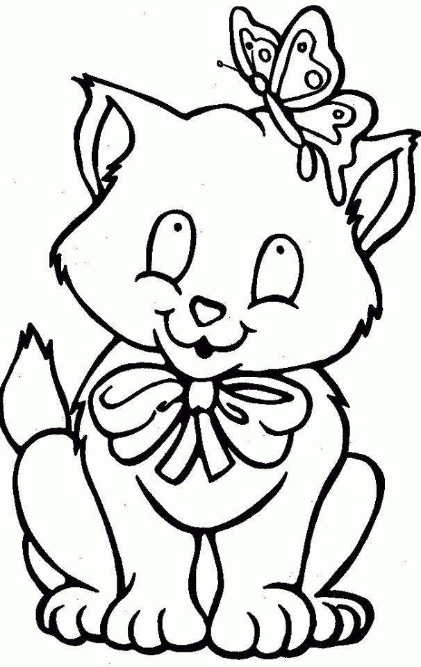 Cat And Butterfly Coloring Pages - Cat Coloring Pages : iKids 