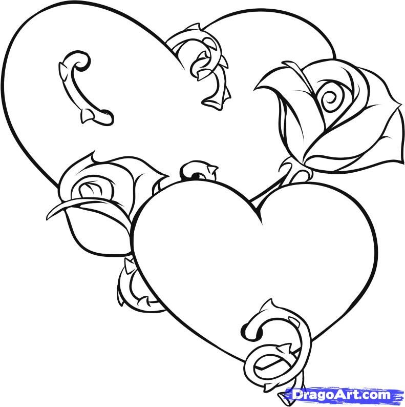 Coloring Pages Hearts And Roses 761 | Free Printable Coloring Pages