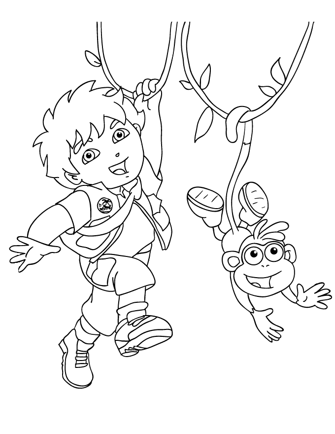 Dora Diego Coloring Pages Home Free Printable Kids