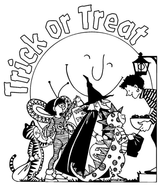 Halloween Trick or Treat Coloring Pages - Wallpapers and Images 