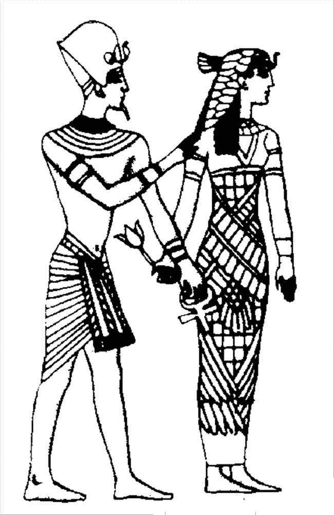 The King and Queen of the Nile from Ancient Egypt Coloring Page 