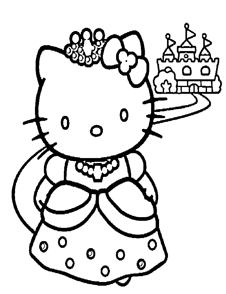 Princess Hello Kitty Coloring Pages : Princess Hello kitty 