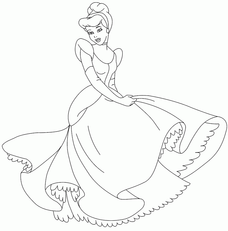 Princess Cinderella Dance Coloring Page - Princess Coloring Pages 