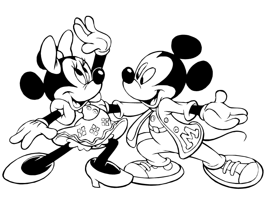 Classic Mickey And Minnie Mouse Love Coloring Page | Free 