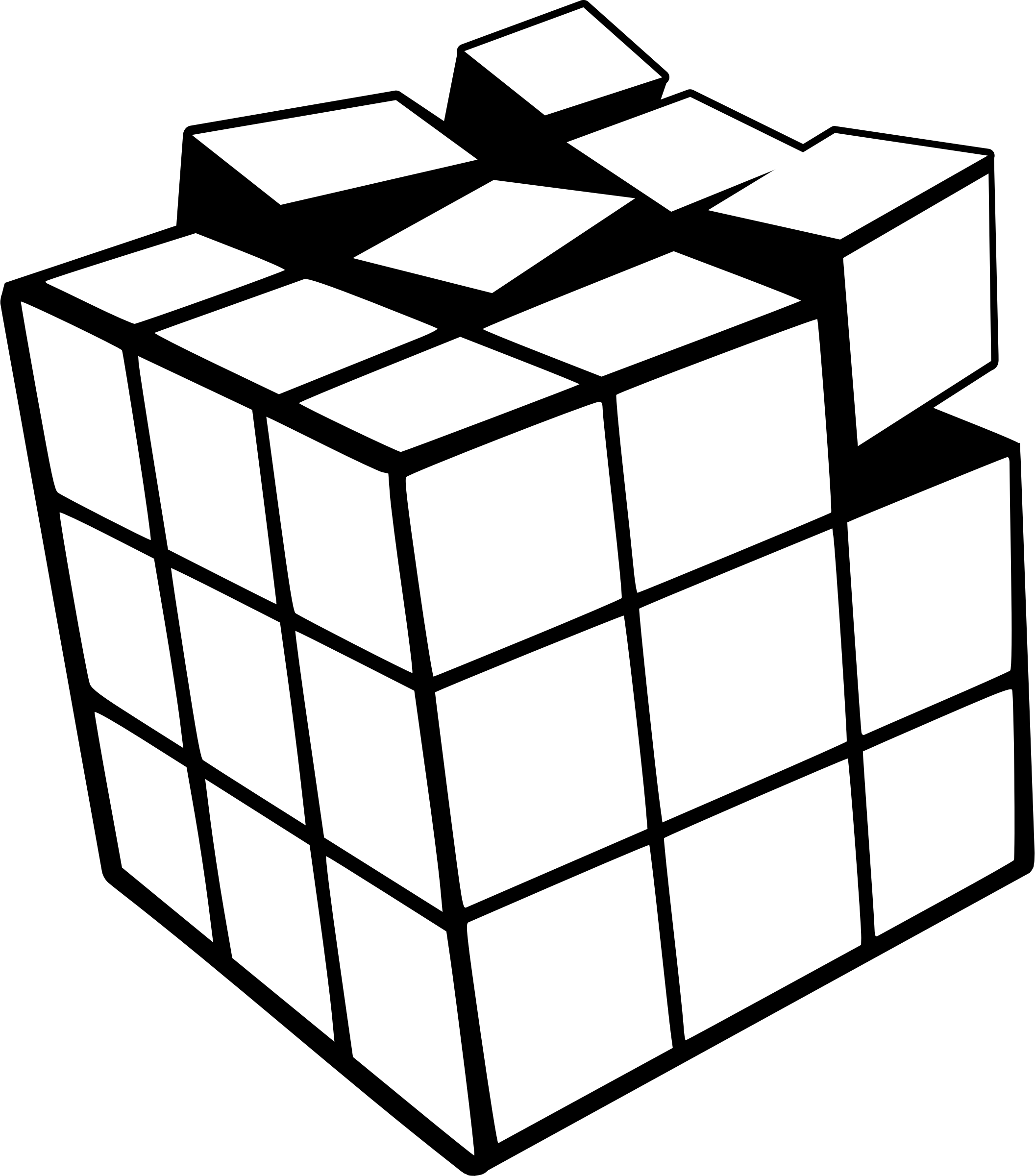 Cartoon Rubiks Cube Coloring Page for Kindergarten