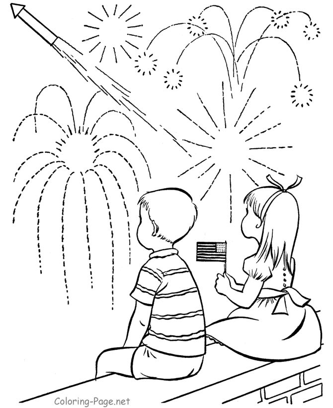 4th July Coloring Pages Home Watching Fireworks Fourth Toddlers