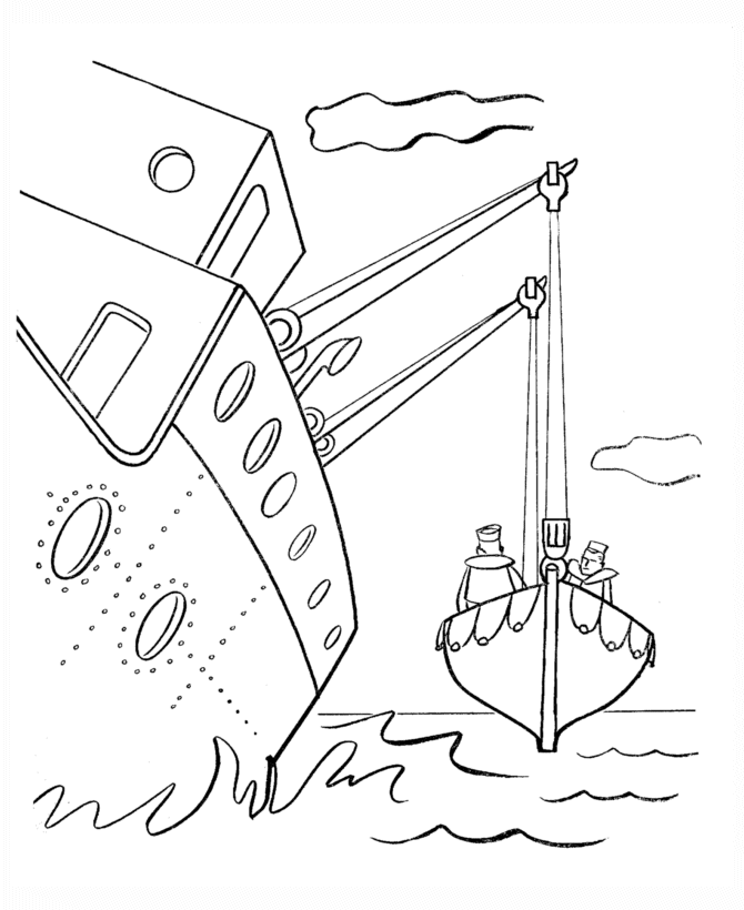 BlueBonkers : Ships and Boats Coloring pages - Life boat drill