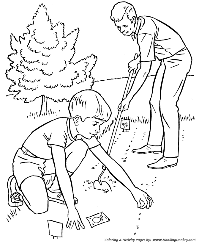 Farm Work and Chores Coloring Pages | Printable Planting a garden ...