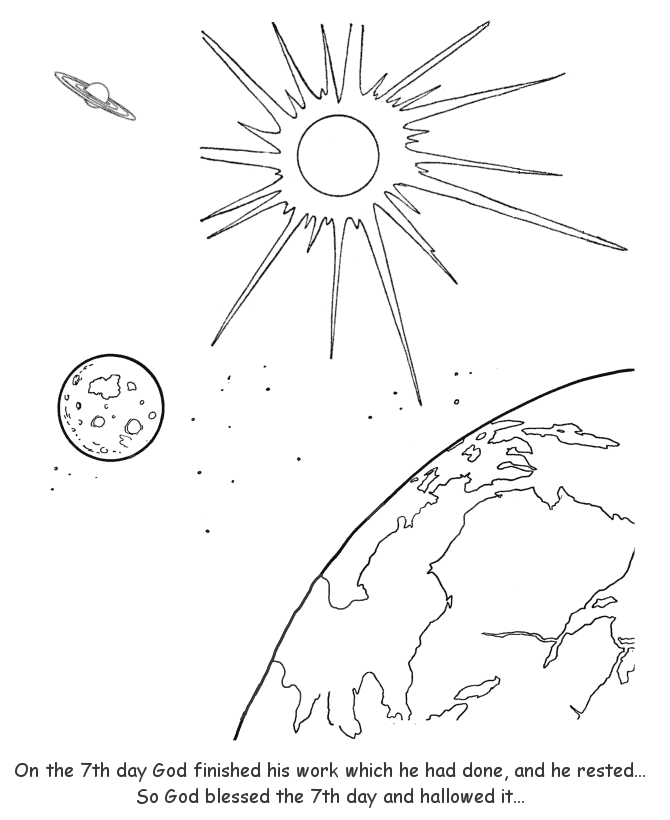 Bible Printables - Creation Coloring Pages - Bible Creation Day 7 ...