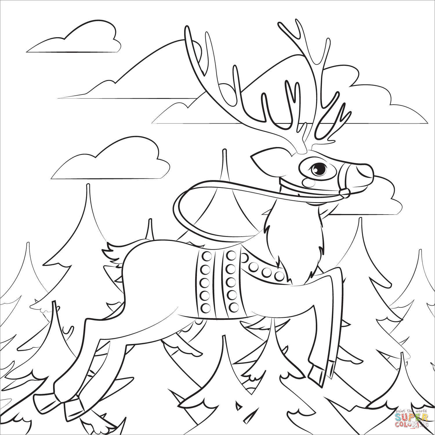 Christmas Reindeer coloring page | Free Printable Coloring Pages