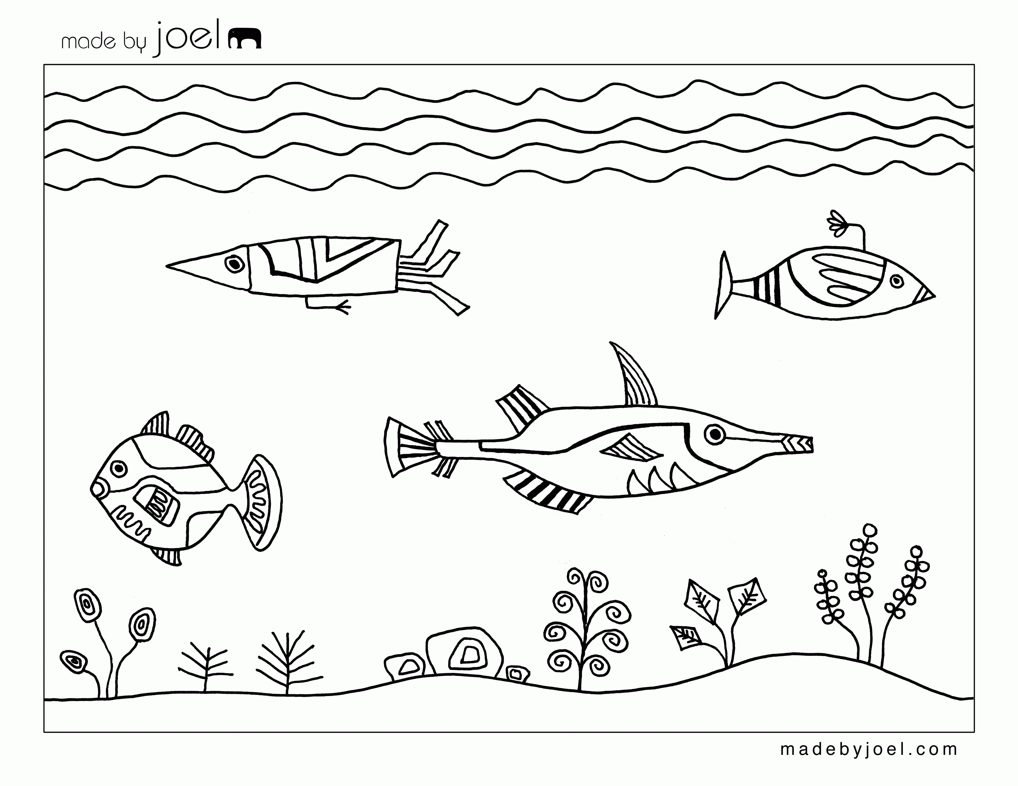Made By Joel Coloring Sheets: Free Printable Underwater Coloring ...