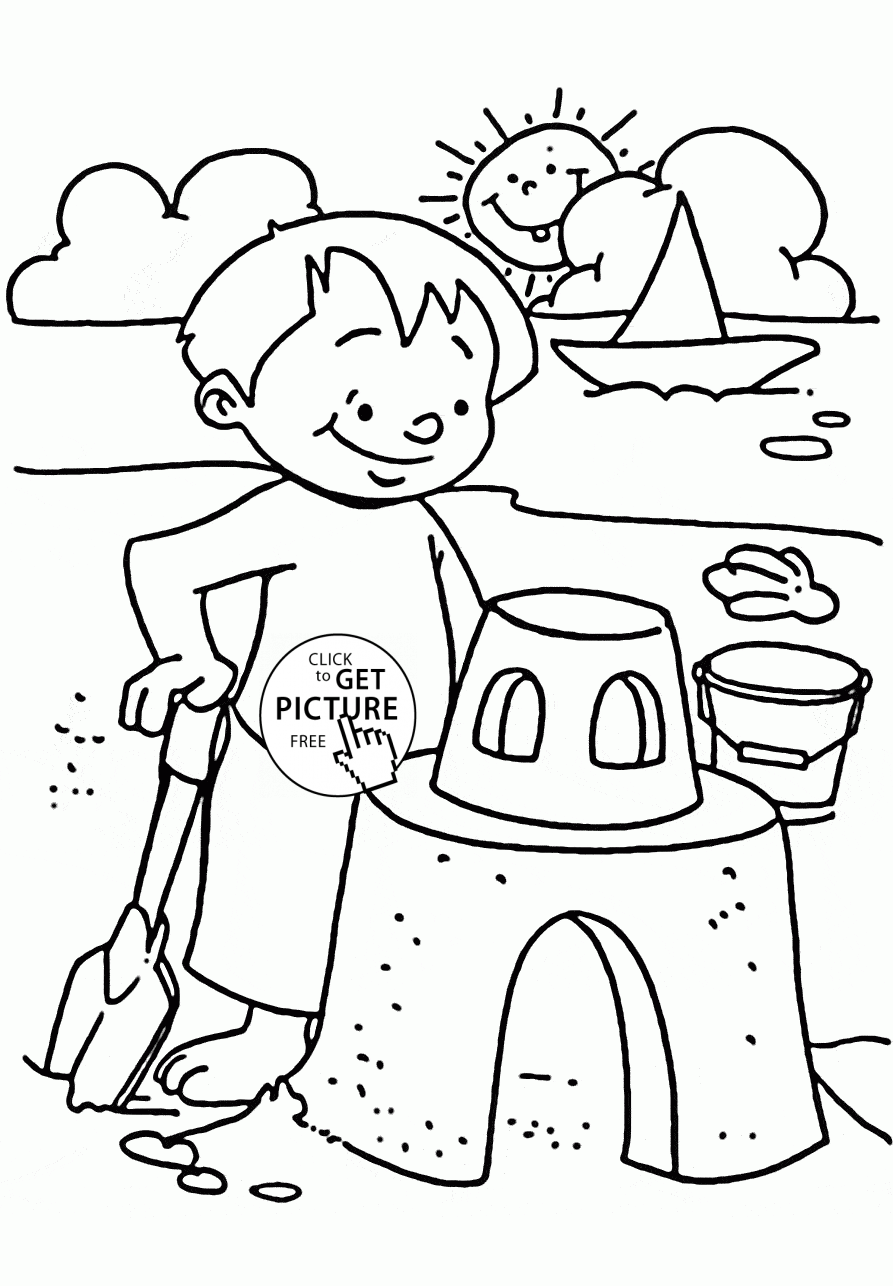 Printable Coloring Pages Of Kids At The Beach Coloring Home