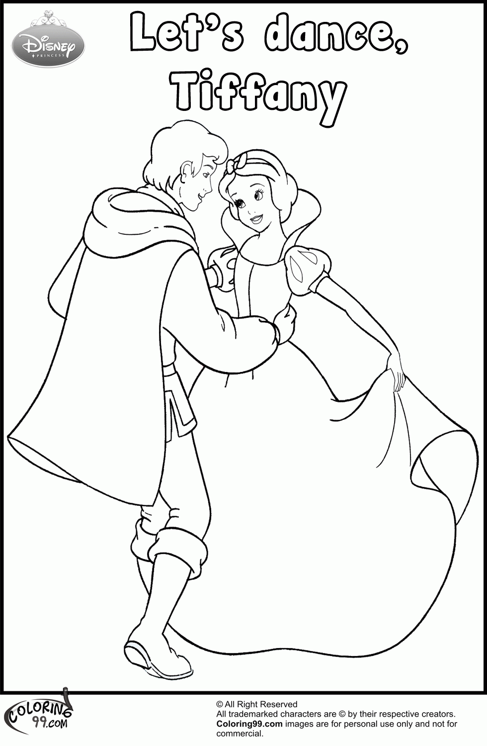 Snow White and The Prince Coloring Pages | Team colors