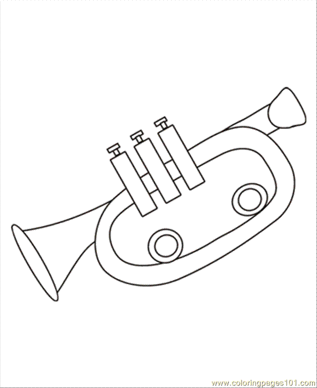 Trumpet Coloring Page - Free Instruments Coloring Pages ...