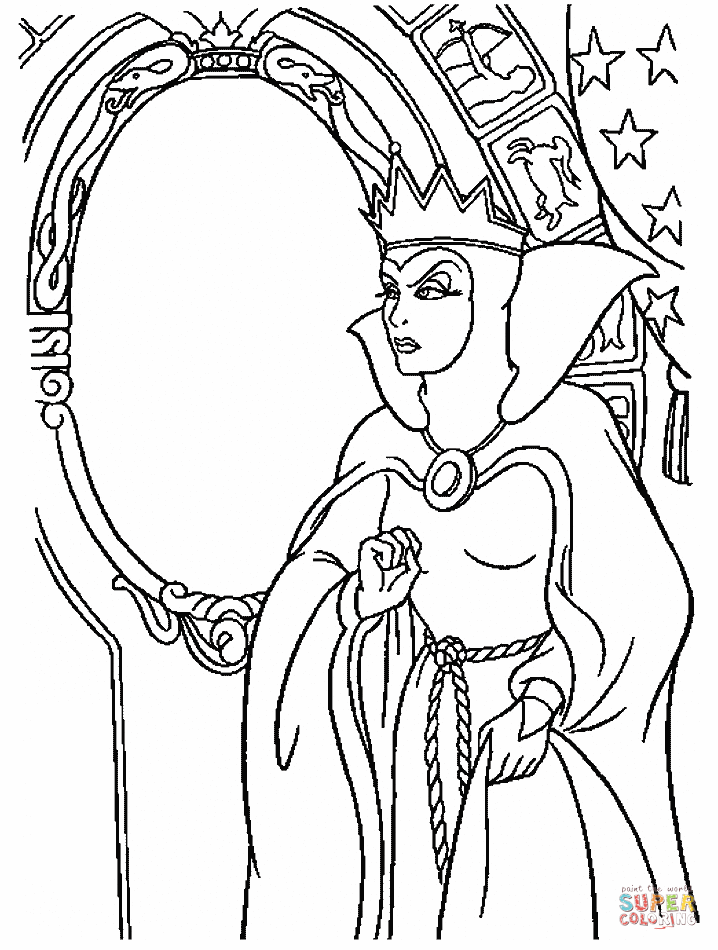 The Evil Queen and the Magic Mirror coloring page | Free Printable ...